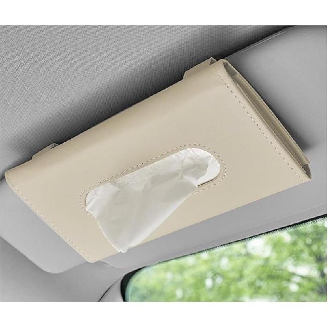 Car Tissue Holder, Vehicle Sun Visor Napkin Box Hanging Paper Towel Dispenser with Tissues Refill, Leather Backseat Paper Towel Case Visor Napkin