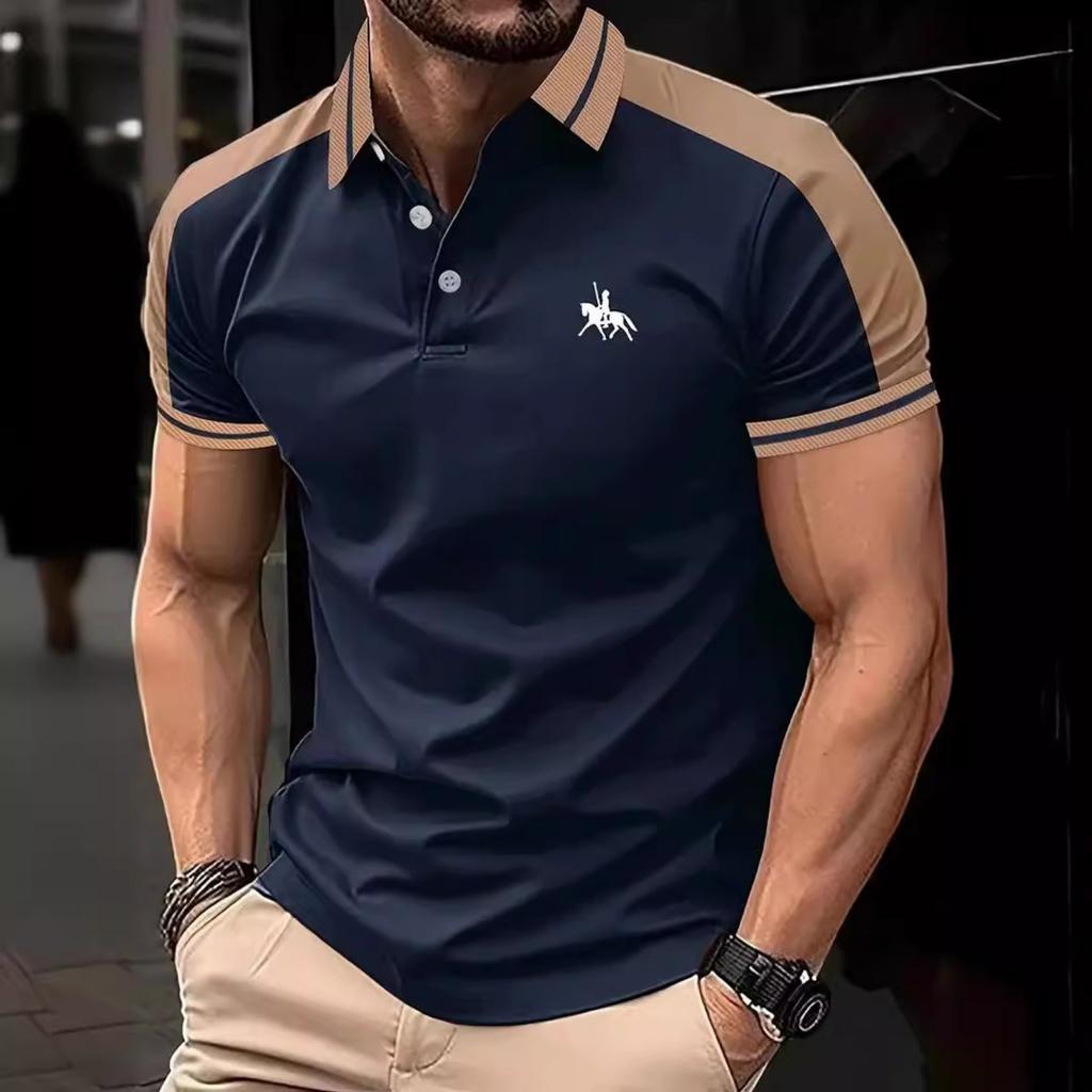 Summer new men's T-shirt tops daily casual printing lapel short-sleeved polo shirt