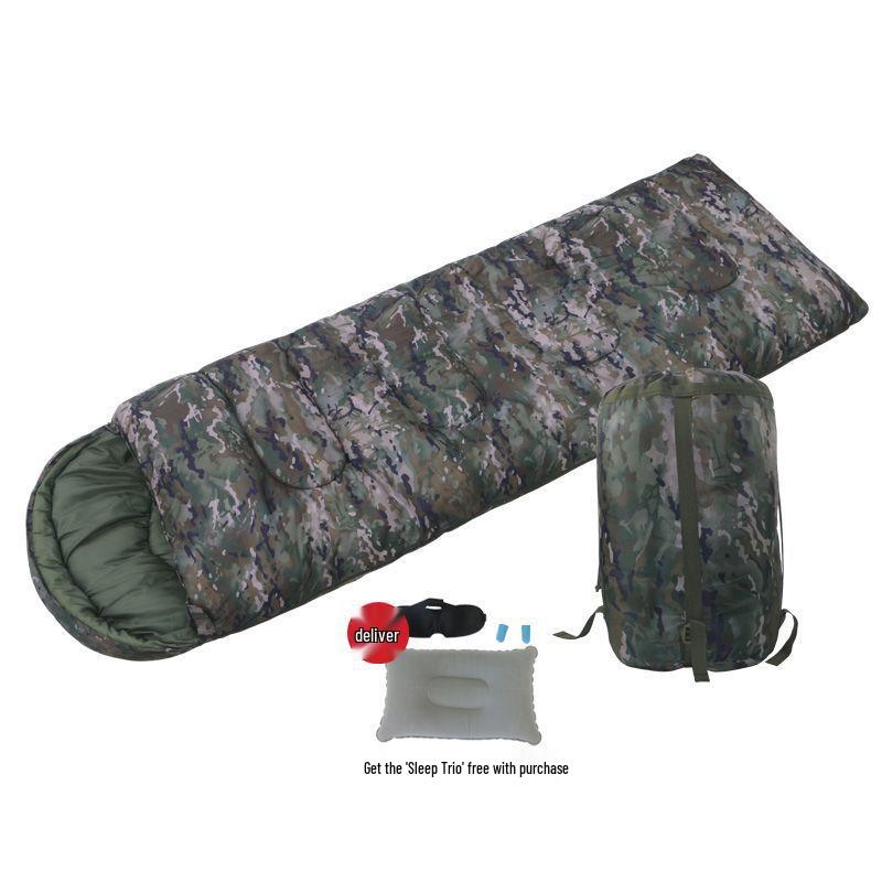 A1R Camouflage Warm Thick Sleeping Bag for Adult Camping, Travel, Outdoor, and Construction Site Napping.