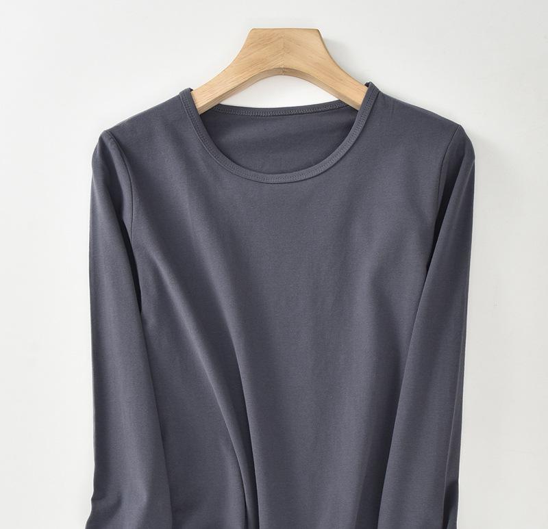 Plus Size Damen-Herbsttop mit Rundhalsausschnitt - 95 % Lycra-Baumwolle, hochelastisch, lange Ärmel, warm.