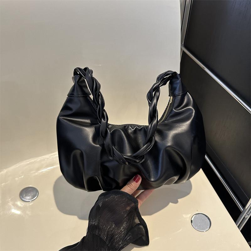 Elegant White Casual Underarm Bag For Women Fashionable Pu Summer Essential чёрный