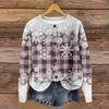 Women's Round Neck Top Printing Thickened Plush Cashmere Warm Long Top