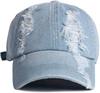 2026 New Solid Color Ripped Baseball Cap Washed Denim Snapabck Hat Hip Hop Breathable Streetwear Distressed Hats for Women Men