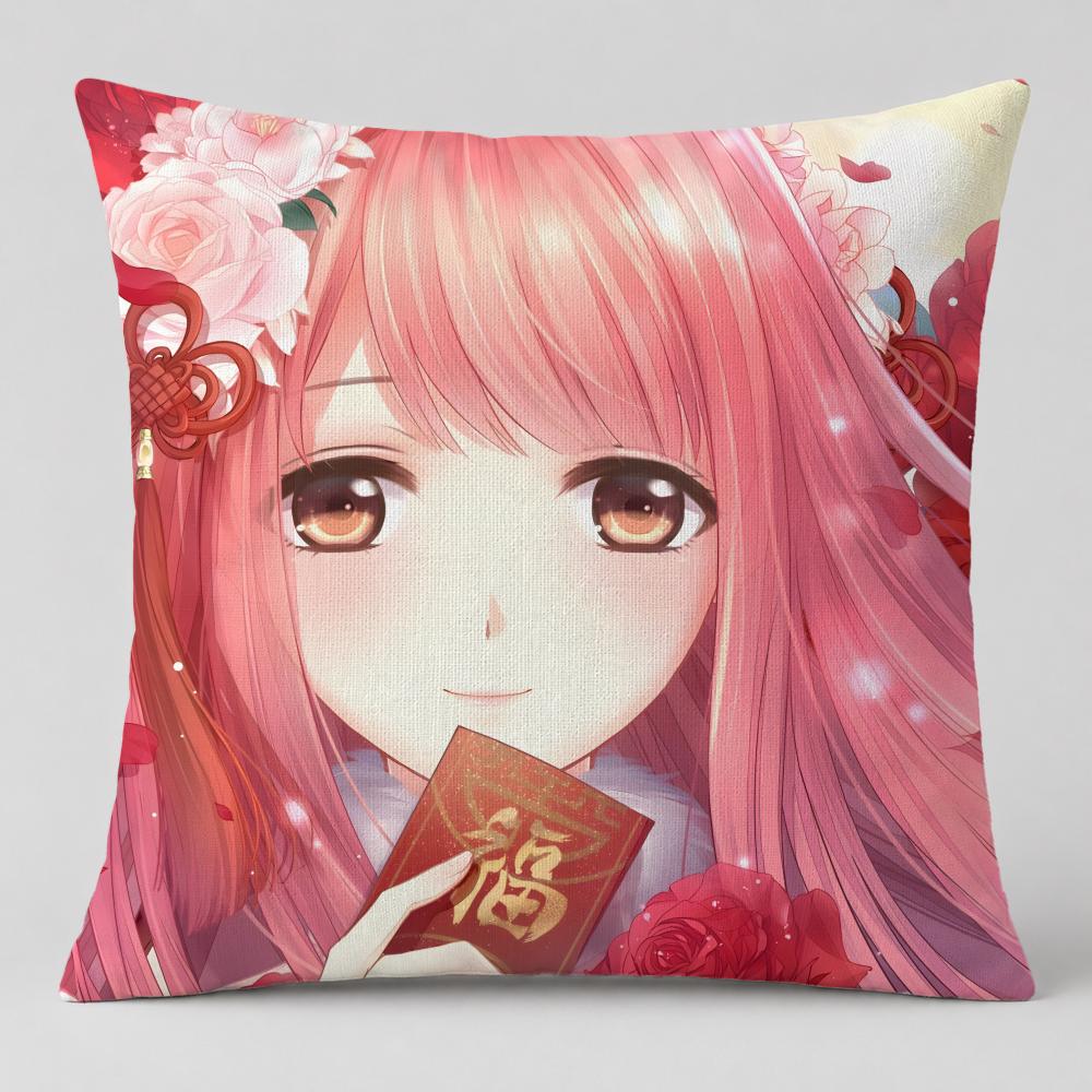 Game Miracle Nikki Cushion Cover Short Plush Cushion Cover Double Sided Print Washable Sofa Pillowcase Home Decor Gift