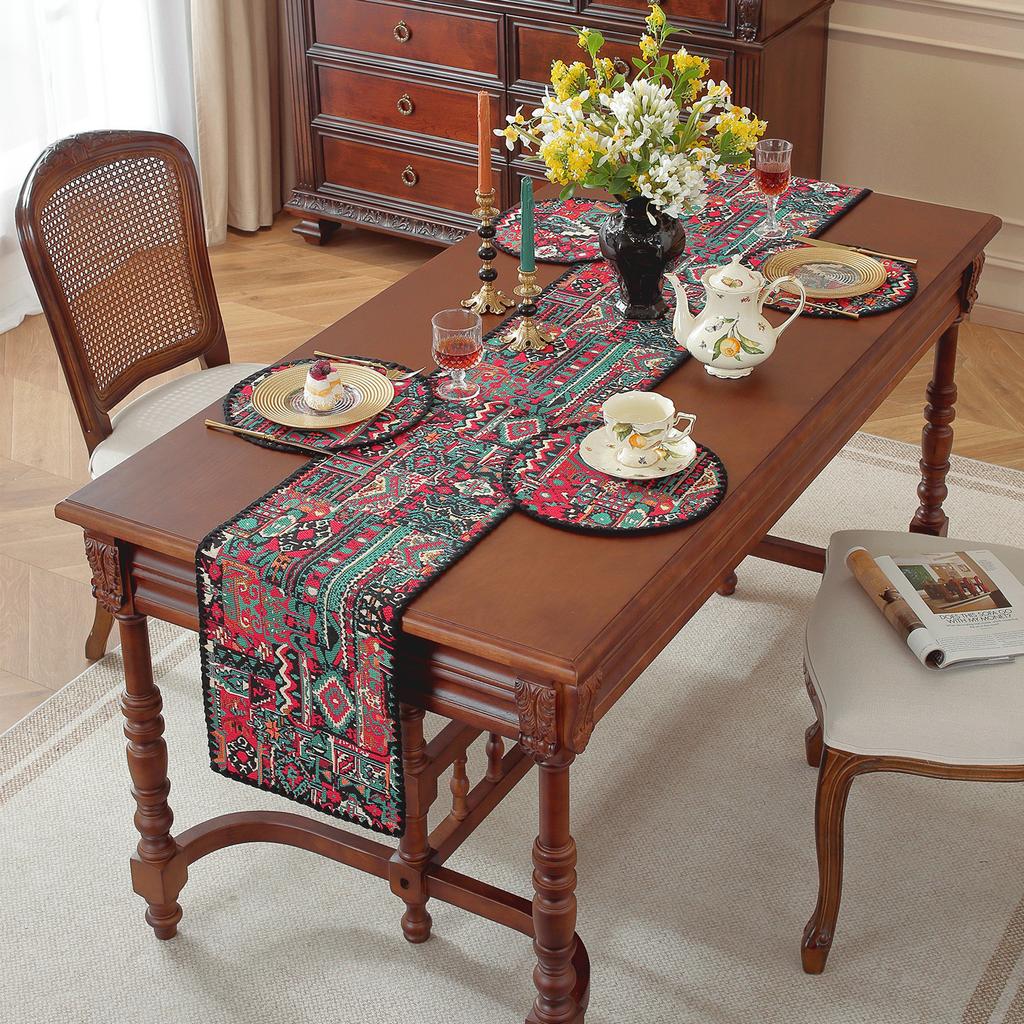 Table Runner Cotton Linen Rectangle Tabletop Decoration Embroider Tablecloth for Wedding Kitchen Holiday Party Home Decor