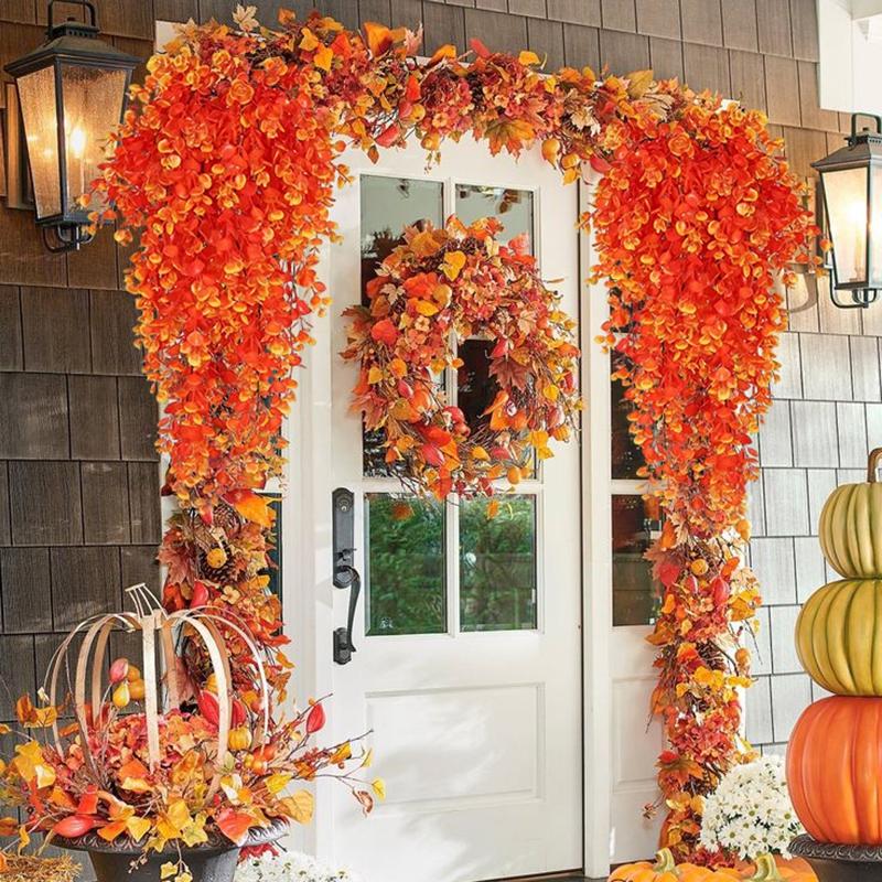 1-4pcs  Artificial Flower Plant Eucalyptus Rattan Vine Hanging Plants Home Garden Decoration Halloween Christmas Decoration 2025