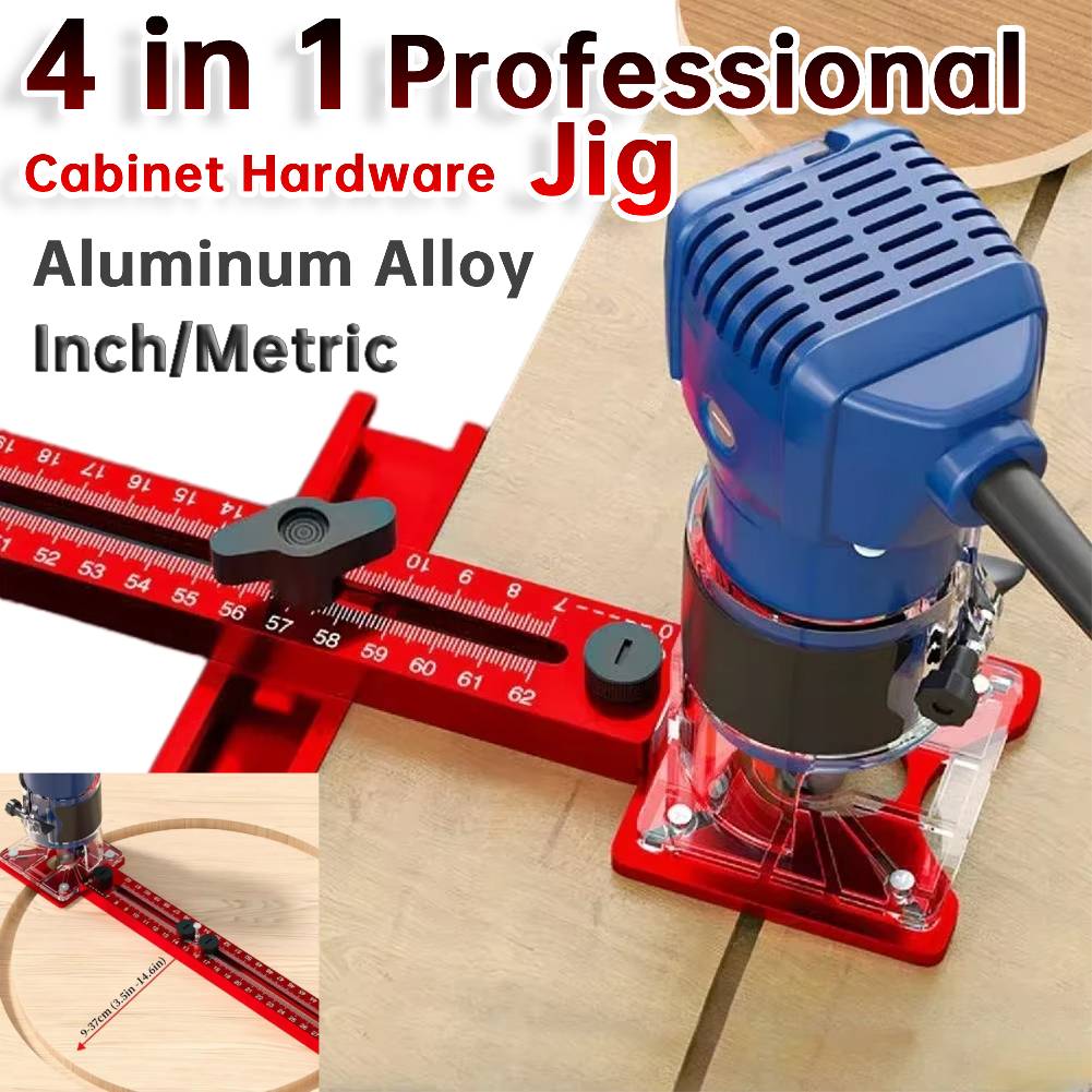 4 in 1 Router Milling Groove Bracket Adjustable Cabinet Hardware Jig MM/Inch Multifunctional Router Circle Cutting Guide Tools