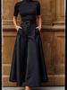 Women's High-Waisted Drapey Cotton Linen Culottes - Artistic Wide-Leg Cropped Pants for Spring/Autumn 2024