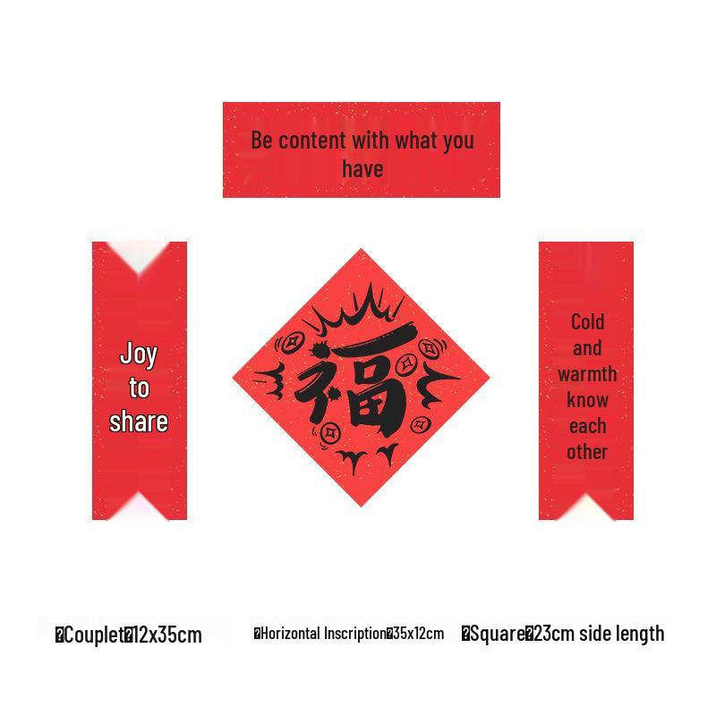 2026 Year of the Horse Mini Spring Festival Couplets - Creative New Year Red Fu Character Photo Props Decoration