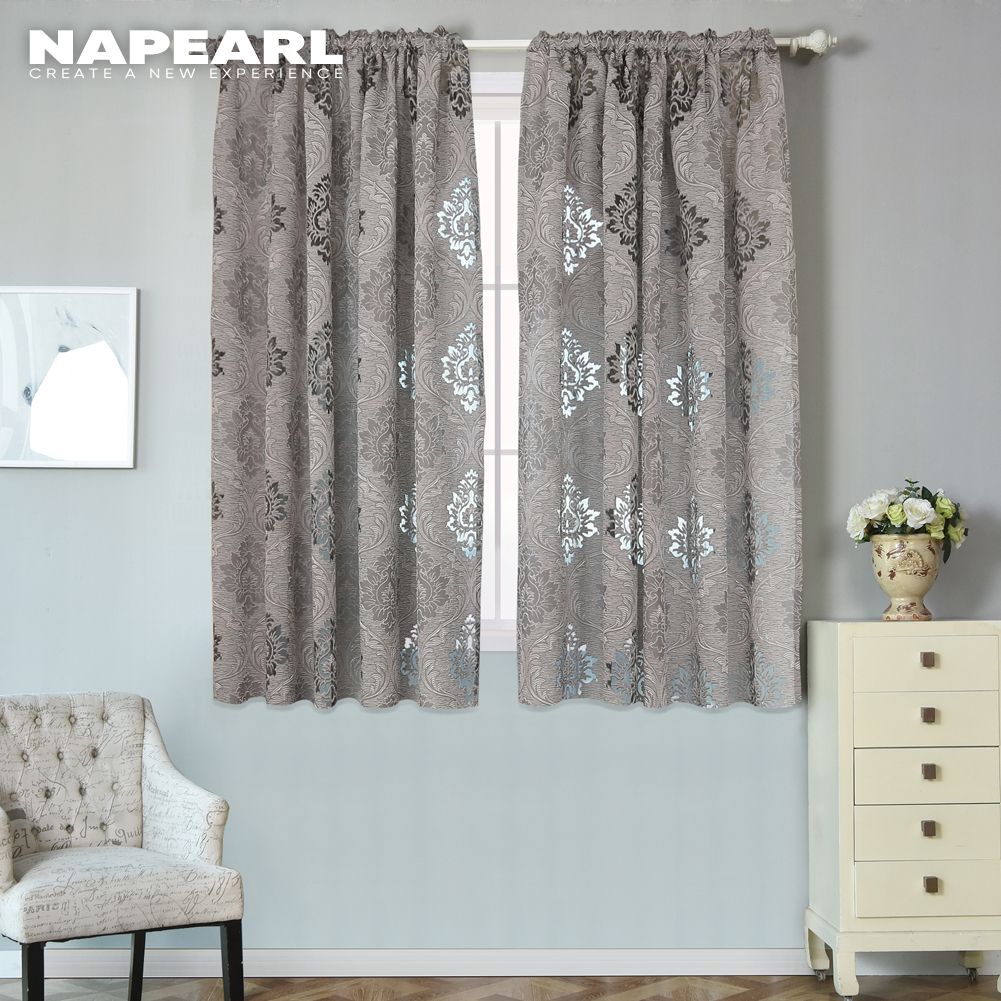 1PC NAPEARL Fashion Jacquard Tulle Curtain European Style Sheer Brown Grey Curtain  For Kitchen Living Room Home Decor