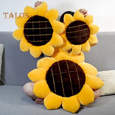 Sunflower Throw Pillow Wear Resistant Washable Non-Fading Flower Shaped Floor Pillow Decorative Sofa Couch Cushion