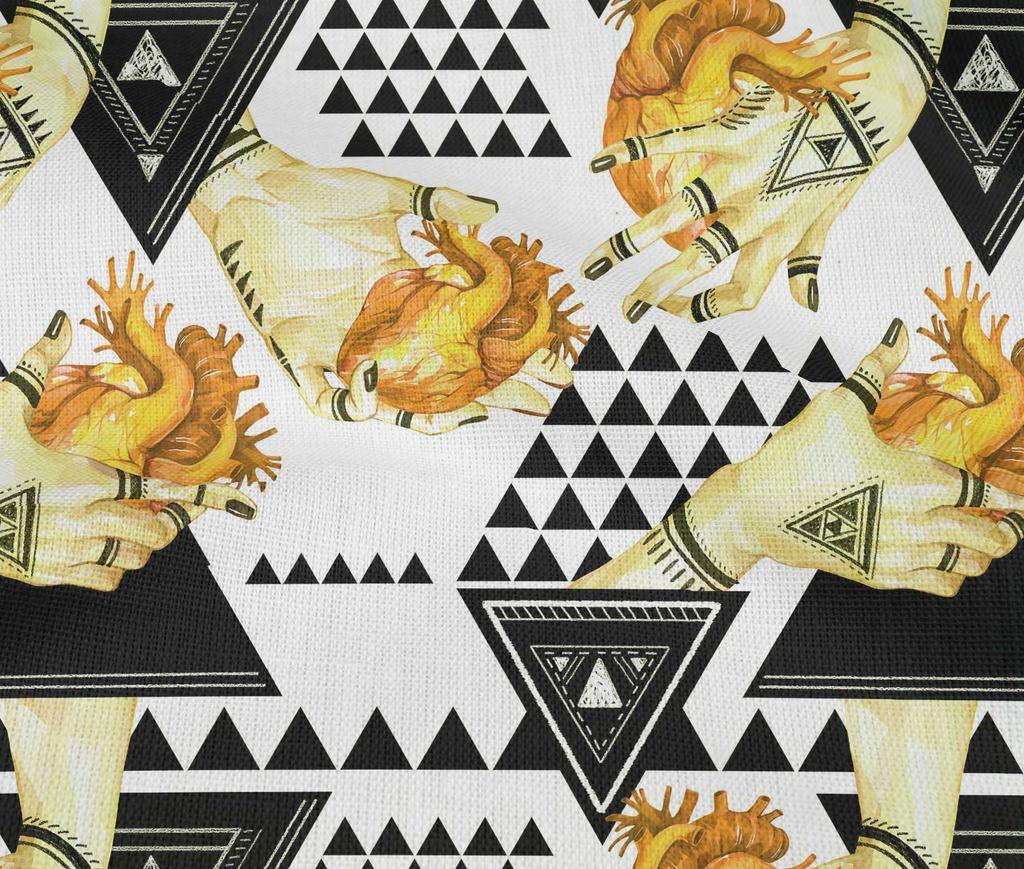 oneOone Cotton Flex Yellow Fabric Triangle Sewing Material Print Fabric By The Yard 40 Inch