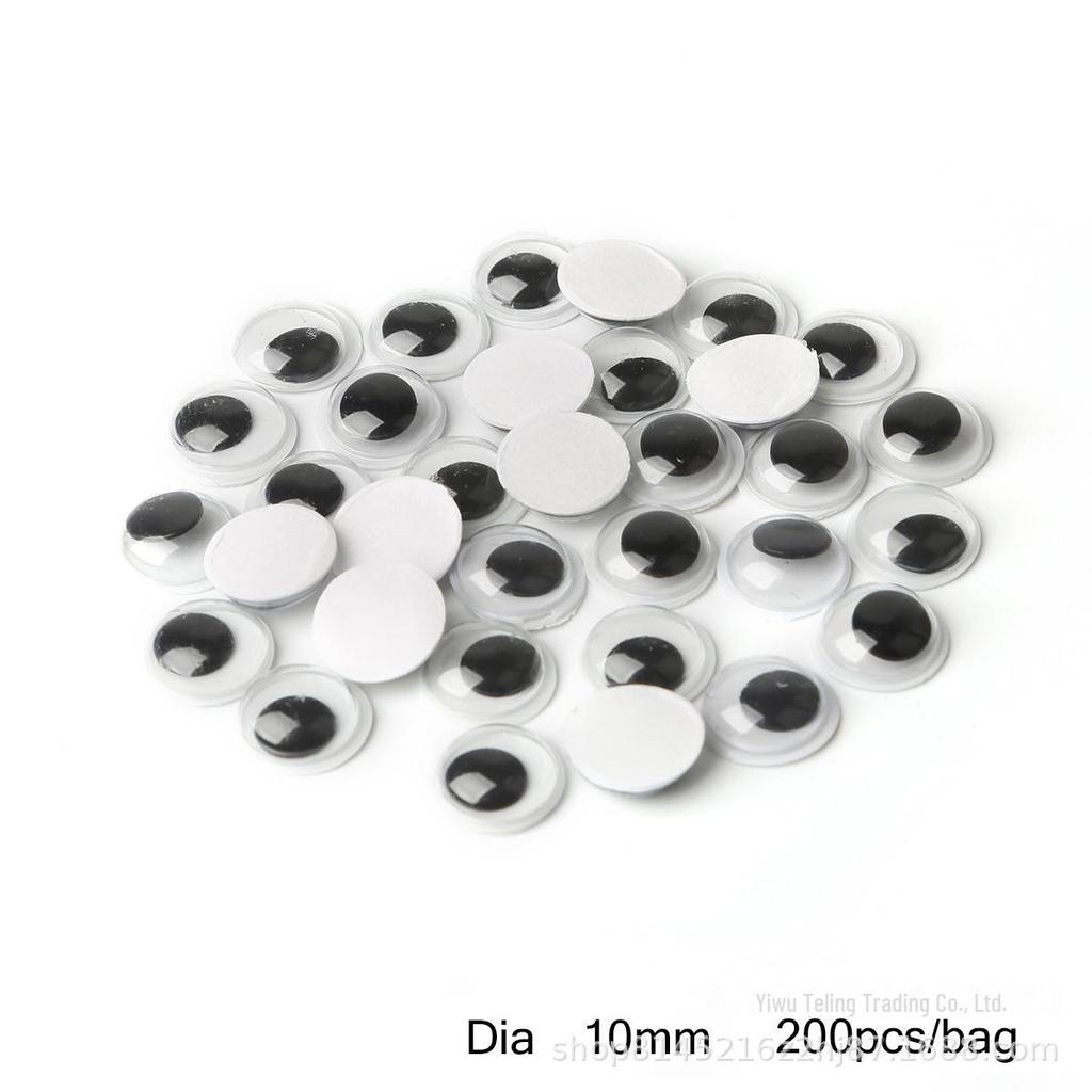 Pre-made DIY Toy Animal Accessories: Adhesive Black and White Moving Eyes for Kids