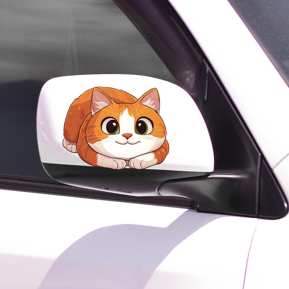 Cartoon Cute Little Fat Cat Glass Car Beautification Decoration Stickers