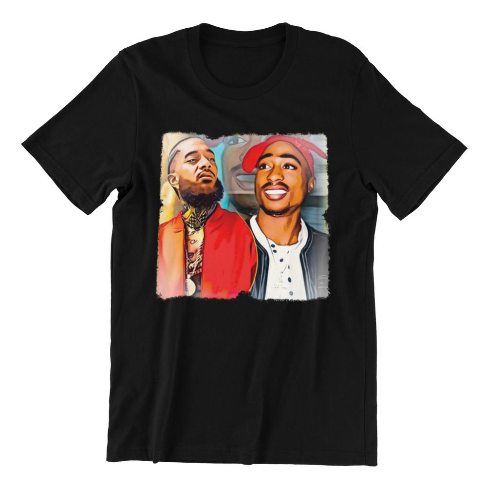 

TUPAC SHAKUR & NIPSEY HUSSIE Hip Hop Rap Tribute on Ring Spun Cotton Tee Unisex T-Shirt XXXXL