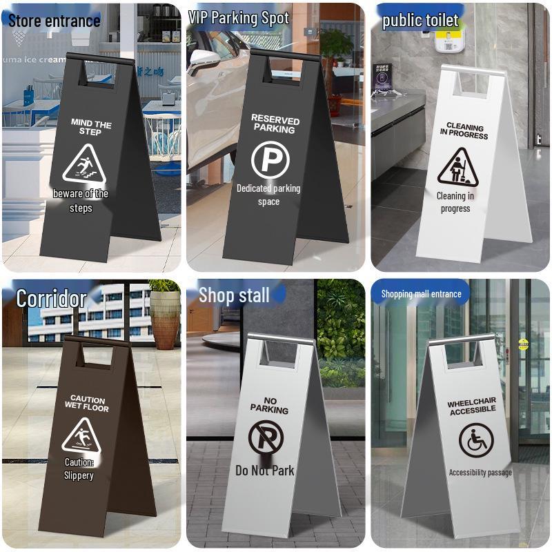 Standard A-frame Signs: Hotel, Commercial, Hospital, Warning, Toilet, Caution Steps, Slippery