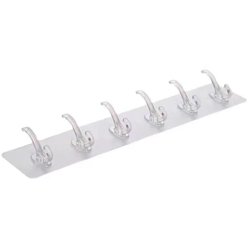 Acrylic Transparent Hooks Over The Door 6 Hooks Clothes Coat Hat Towel Hanger Home Bathroom Organizer Rack Kitchen Holder Hooks