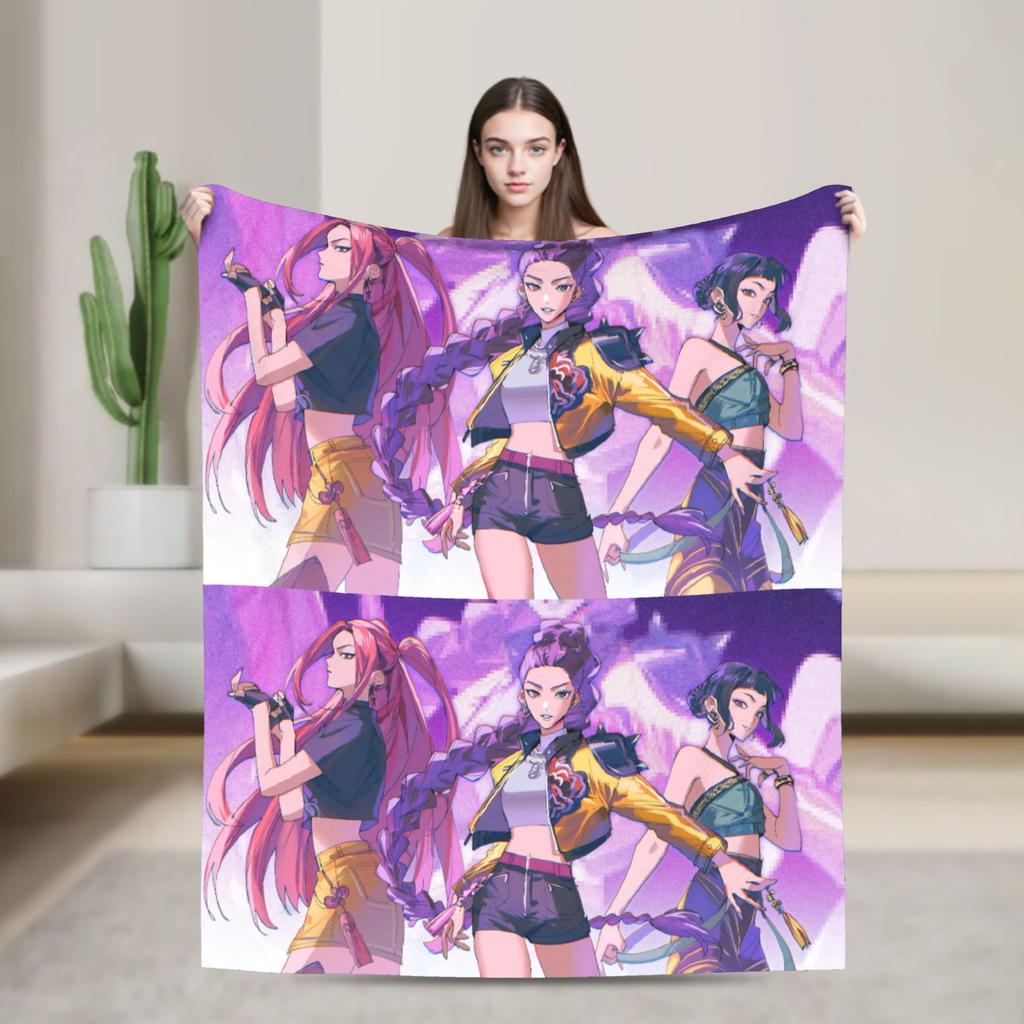 Demon KPop Blanket Soft Funny Plush Throw Blanket For Kids Bedroom Flannel Bedspread Bed Cover