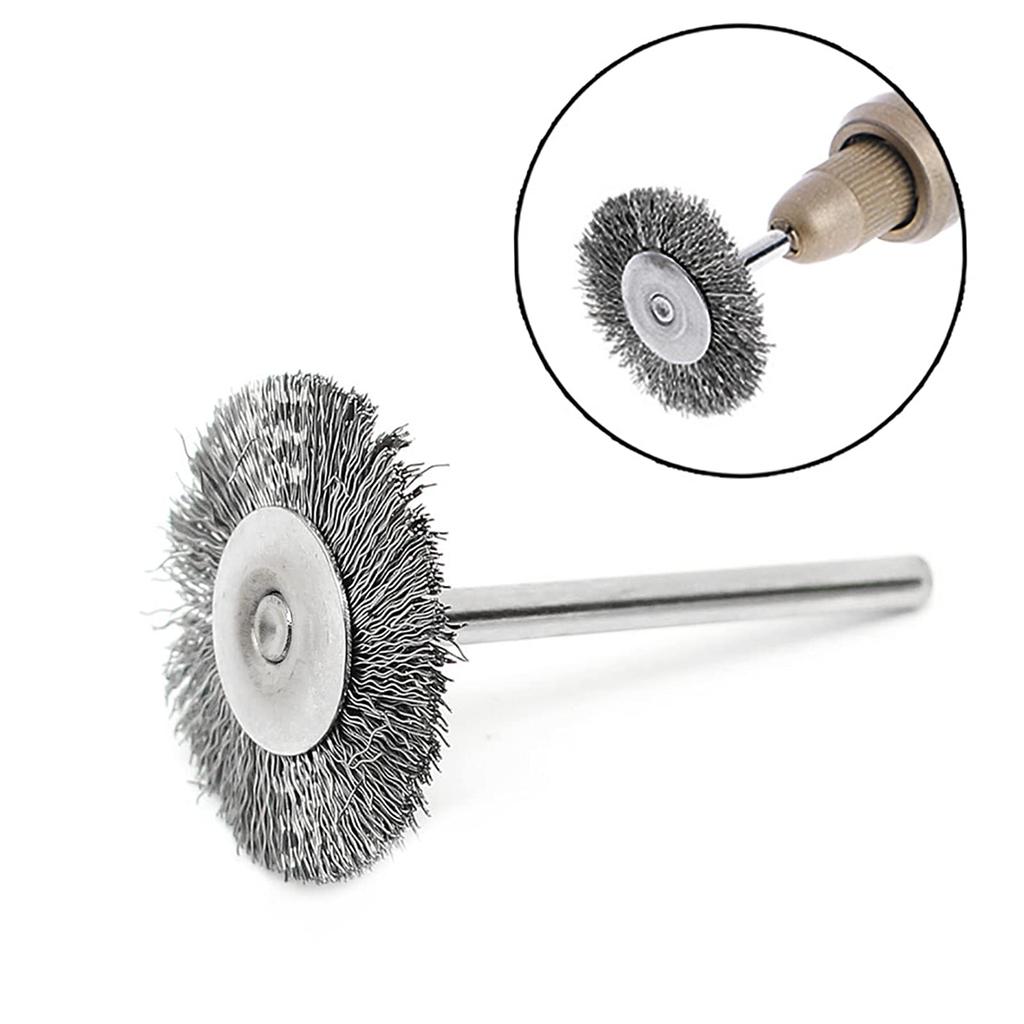 15Pcs 25mm Stainless Steel Wire Brush Set, T-Shape with 1/8" Handle Polishing Wheel Rotary Tool for Surface Polishing, Cleaning, Deburring