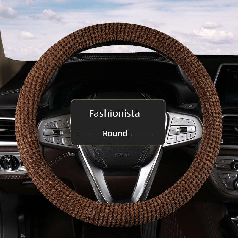 

New Plush Winter Car Steering Wheel Cover, Non-Slip, Warm in Winter, Unisex, Popular Short Plush Handle Cover Fashionista