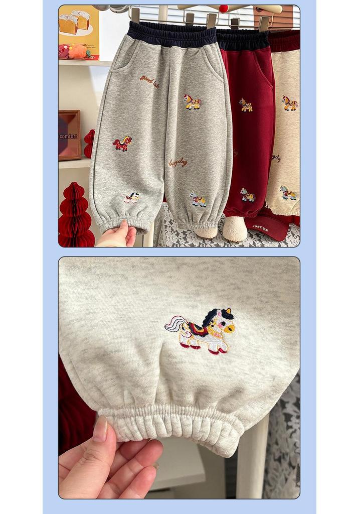 2026 Autumn Unisex Kids Cartoon Embroidered Bermuda Jogger Shorts