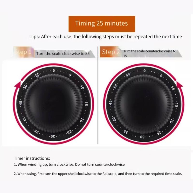 Mechanical Kitchen Timer with Magnetic Base Manual Cooking Timer 60 Minutes Countdown Clock Times Management Reminder