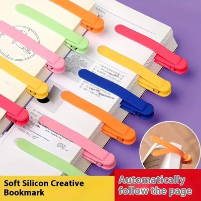 1KS Automatická sponka-záložka sledující stránku Měkký silikon Nedeformovatelný Multifunkční Spona na čtení Knihy Čtecí pomůcka
