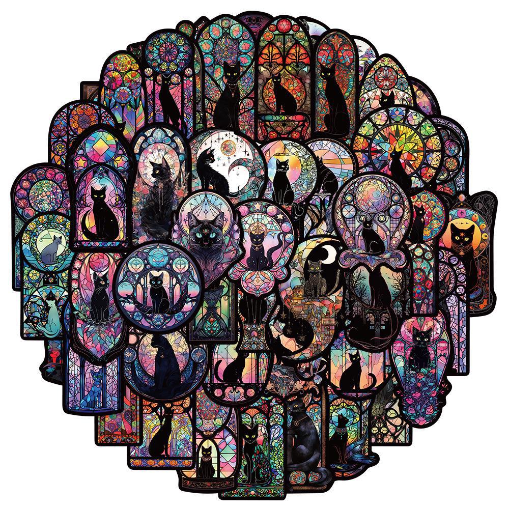 50 Dark Cat Gothic Graffiti Stickers for Phones, Cups, Guitars, Skateboards & More (Waterproof)