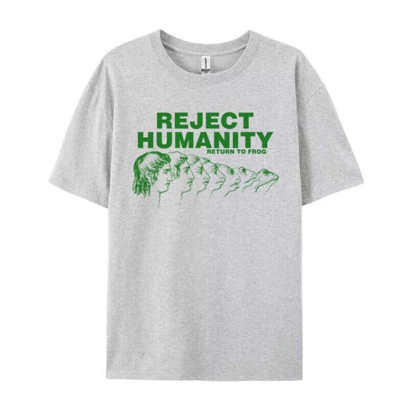 Reject Humanity Graphic Tees Hippie Retro Weirdcore Cool Women Tshirt Funny Meme Frog T-Shirts Evoloution Shirt Unisex Humor Top