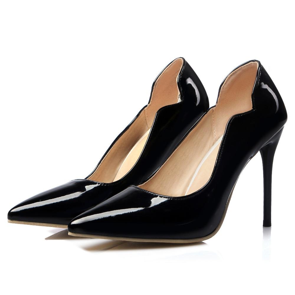 Fashion 2025 Women Shoes Luxury Brand Pumps Red Shiny Bottom Pointed Toe Black High Heels Thin Heel 12cm Sexy Wedding Party Ladies Shoe