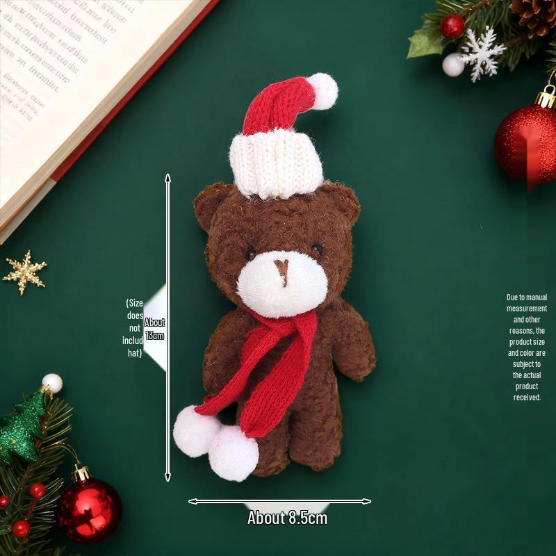 Christmas Blush Bear Plush Keyring with Scarf - Cute One-Piece Bag Charm Toy Gift
