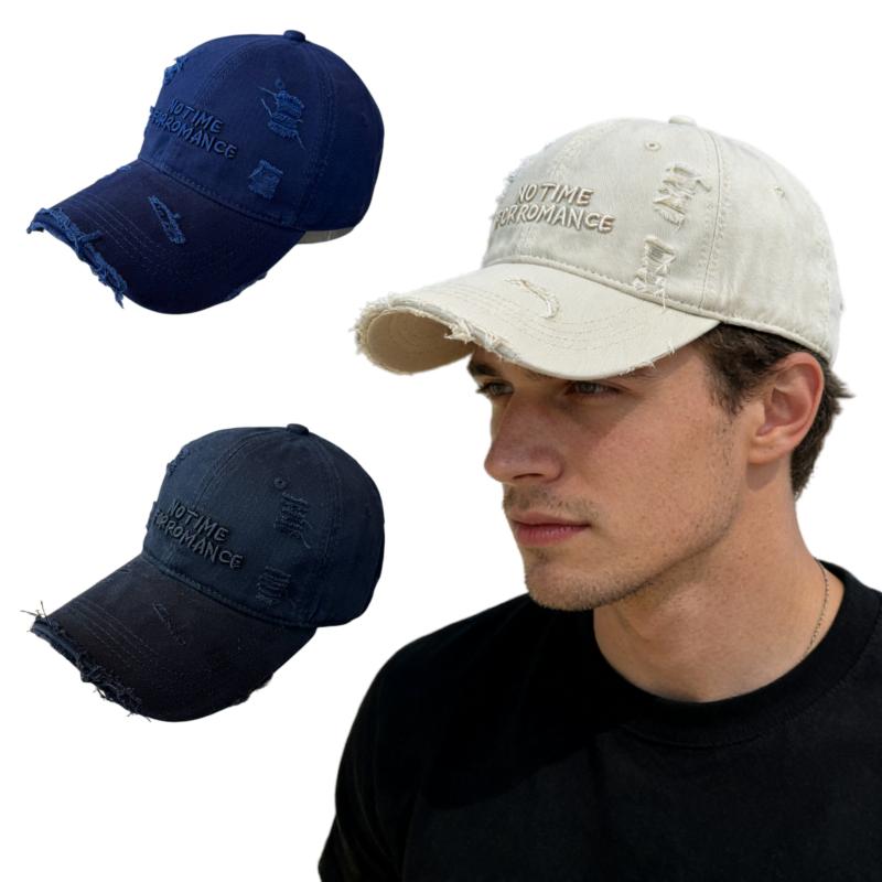 Embroidered Distressed Baseball Cap Men Women Adjustable Washed Snapback Hat Casual Streetwear Trucker Caps