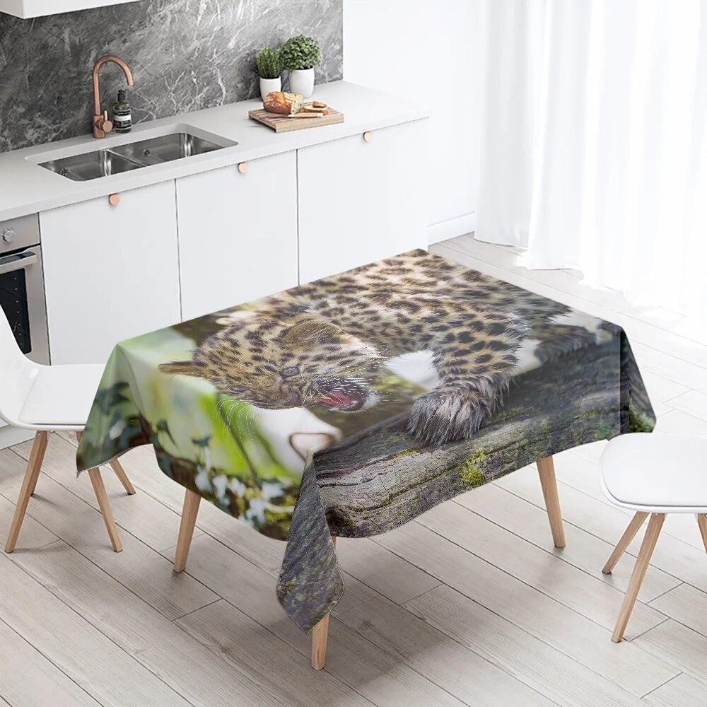 Animal Tablecloth Shark Tiger Elephant Leopard  Party Restaurant Banquet Decoration Waterproof Home Table