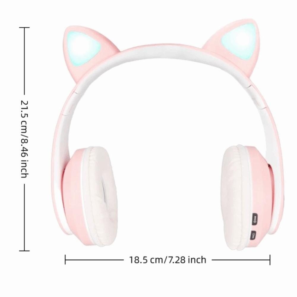Bass Enhancement Cute Cat Ear Bluetooth Headset Adjustable Wireless Bluetooth Headset Portable Headset Portable Use