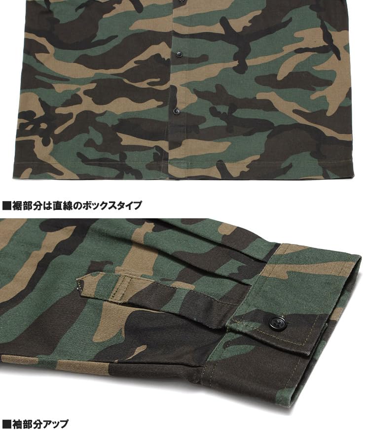 One Colors Denim Shirt Bandana Stretch Long Size Paisley Men's Jacket, Print, Paisley, Camouflage, Sleeve, 2L,