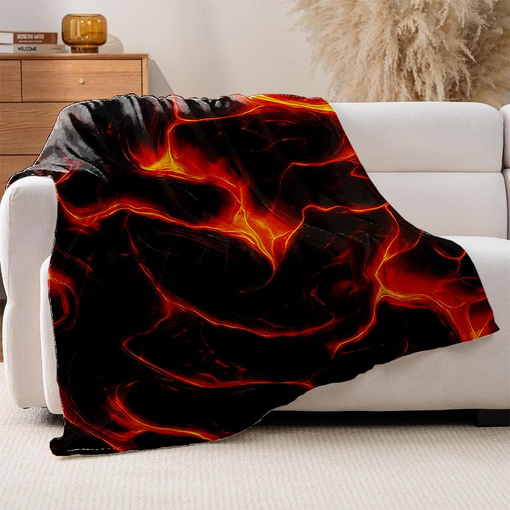 1Pc Lava Flow Print Flannel Blanket - High-Thermal Insulation, Soft & Smooth, All-Season Luxury Bedspread For Bed, Sofa, Travel