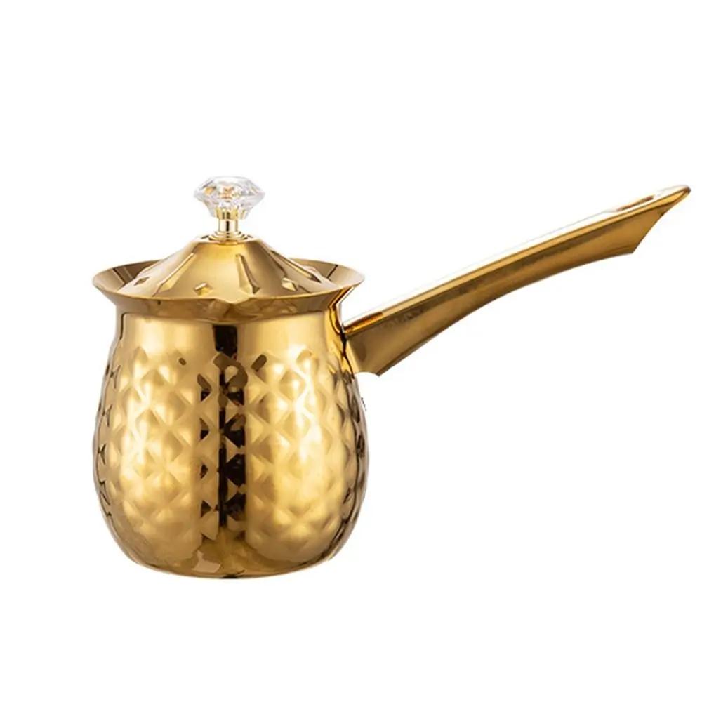Versatile Handcrafted Turkish Coffee Pot Handle Stable Melting Jug Stainless Steel Lid Heating Pot Household