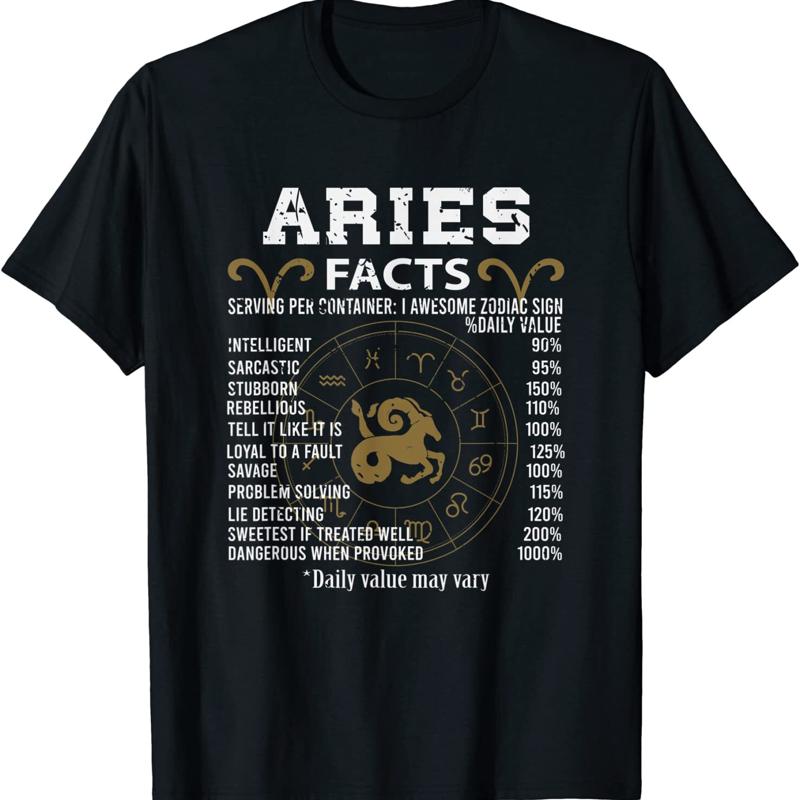 New Limited Aries Facts Zodiac Sign T Shirt S разноцветный