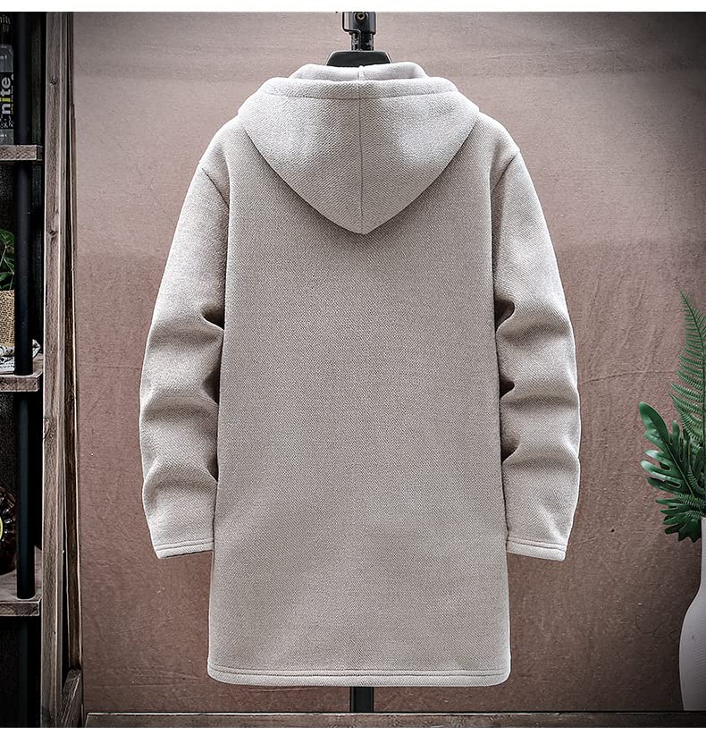 Bench Long Hooded Plus Loose Warm Solid [foveitaa] Men's Cardigan, Autumn/Winter Clothing, Coat, Parka, Zip-Up Sweater, Sizes, Fit, Fleece-Lined,