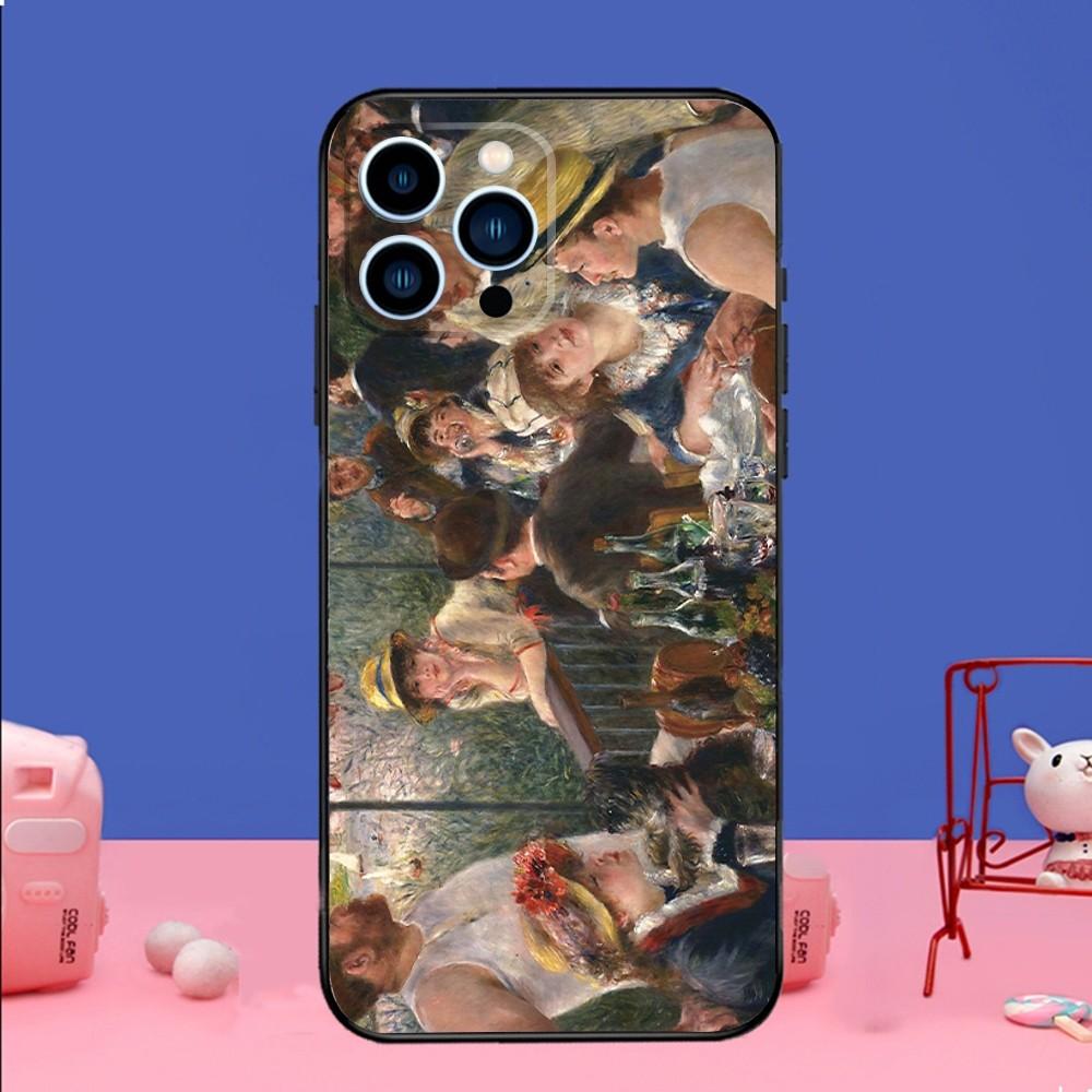 P-Pierre-Auguste Famous Paintings Renoir Phone Case For iPhone 16 15,14,13,12 Mini 11 Pro,XS,MAX,Plus Silicone Cover Soft black