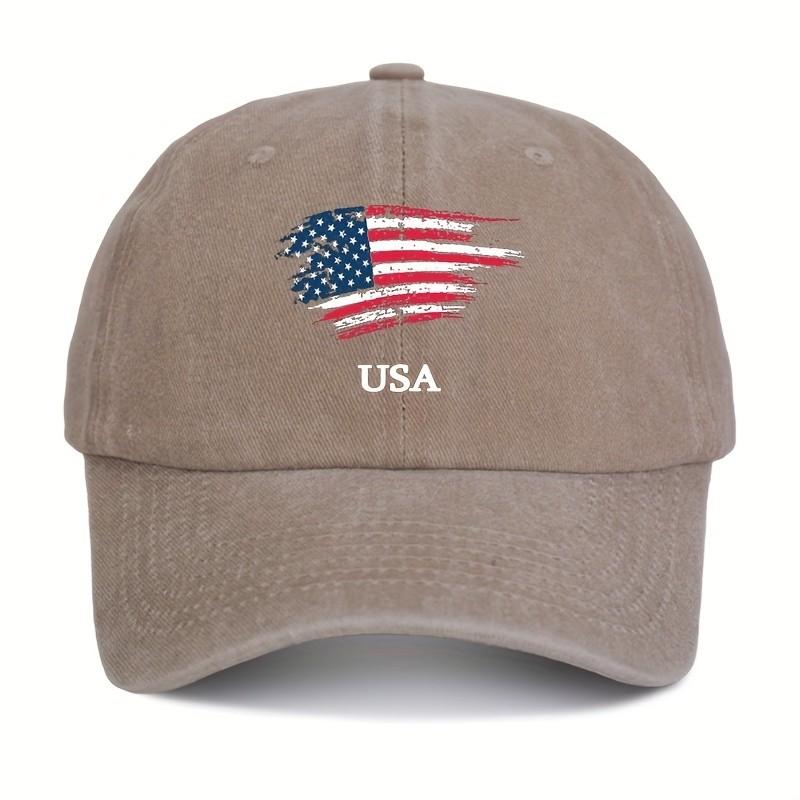 Distressed USA Flag Baseball Cap Polyester Adjustable Outdoor Summer Travel Hat