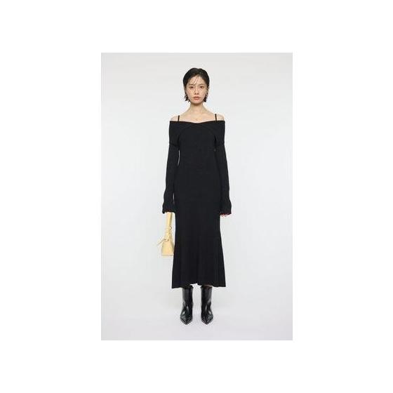 BIG COLLAR KNIT Dress BLK