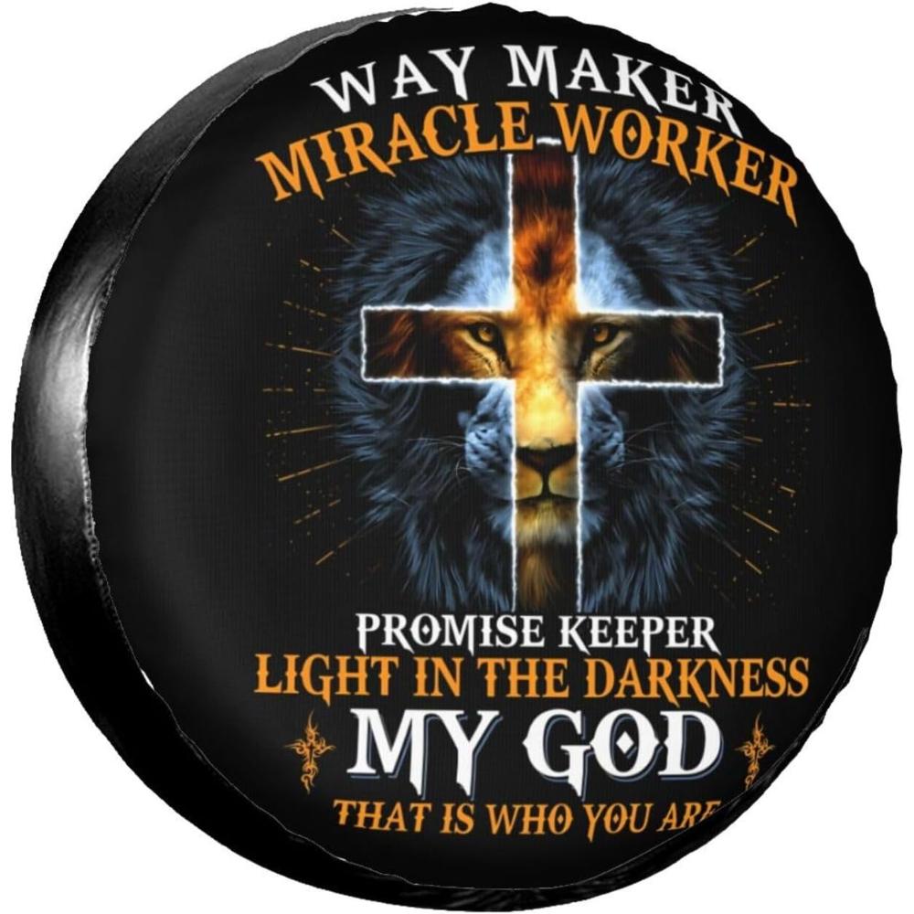 Religious Christian Faith Jesus Tire Cover Universal Spare Wheel Covers Truck Trailer Accessories SUV RV Camper Protectors