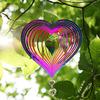 1Pc Hanging Heart Wind Spinner Stainless Steel 3D Heart Wind Catchers with Hook Rotatable Wind Chime for Home Garden Decoration