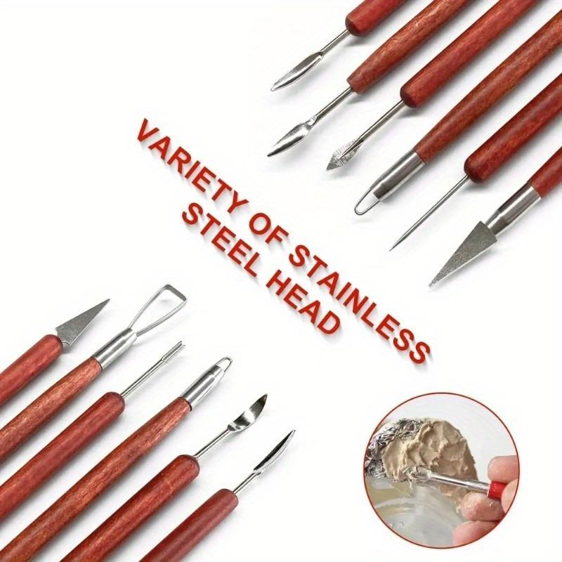 6pcs/set Pottery Tools Red Wood Double-Ended Wire Knife for Clay Repair Clay Sculpture Carving Tool Set Pottery Tools