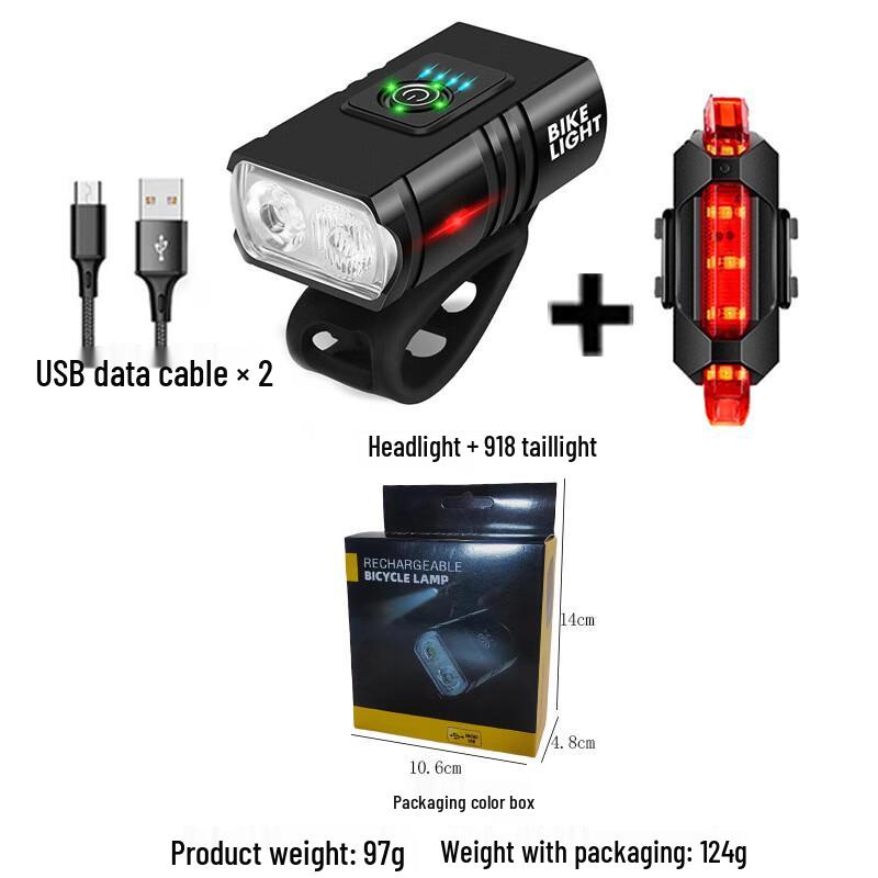 Lishi Rechargeable Waterproof Bicycle Headlight with Tail Light
