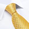 Tie Set for Men Golden Striped Paisley Necktie Silk Tie Pocket Square Cufflinks for Wedding Party