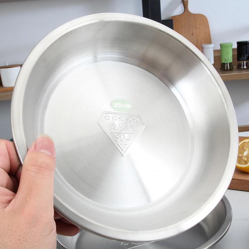 Food grade thick 304 Stainless Steel Seasoning Dish Plate Round Sauce Ketch Rice Container Kitchen Picnic plates dinner plates