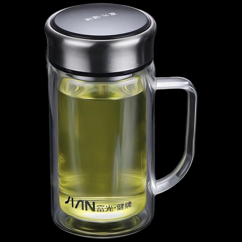 FUGUANG Portable Double-Layer Heat-Resistant Glass Tea Cup with Filter