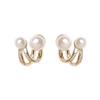 2024 New Retro Light Luxury Pearl Stud Earrings Korean Simple Zircon Christmas Party Girl's Temperament Accessories For Woman